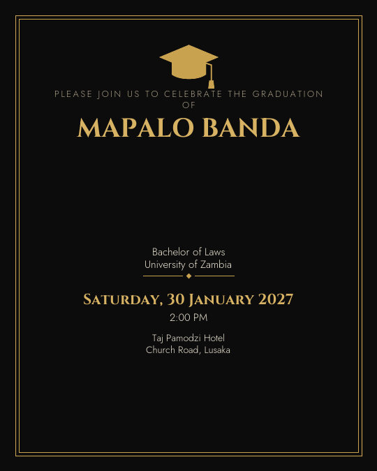 Black & Gold Graduate invitation design preview