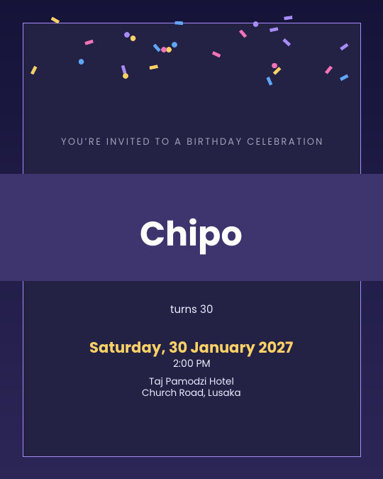 Cocktails & Cake invitation design preview