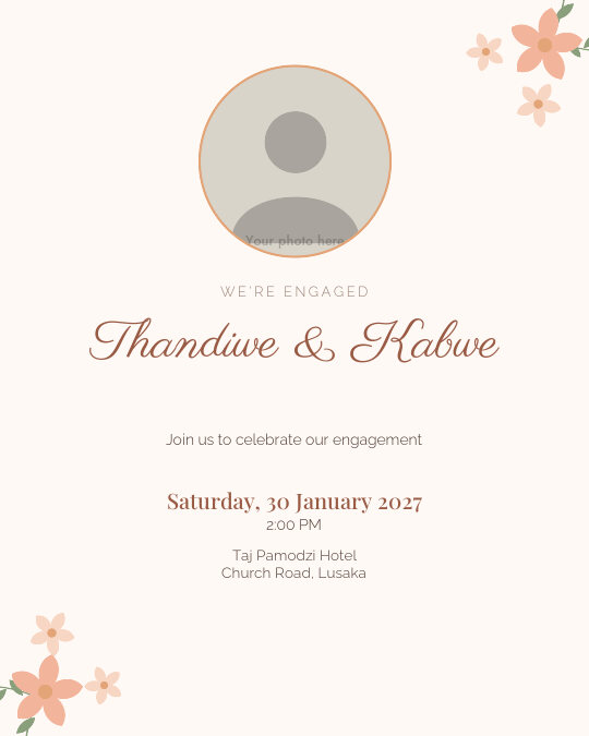 Peony Portrait invitation design preview