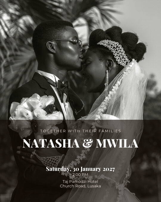 Lusaka Love Story invitation design preview