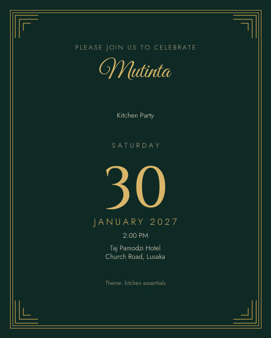 Emerald & Gold invitation design preview