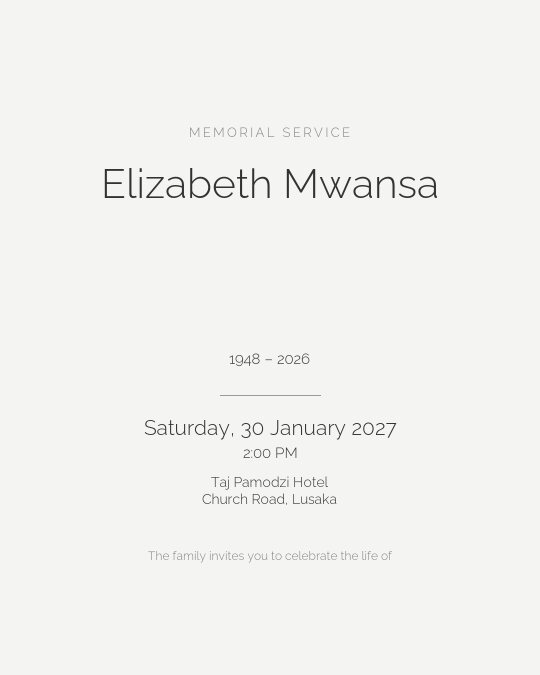Quiet Remembrance invitation design preview