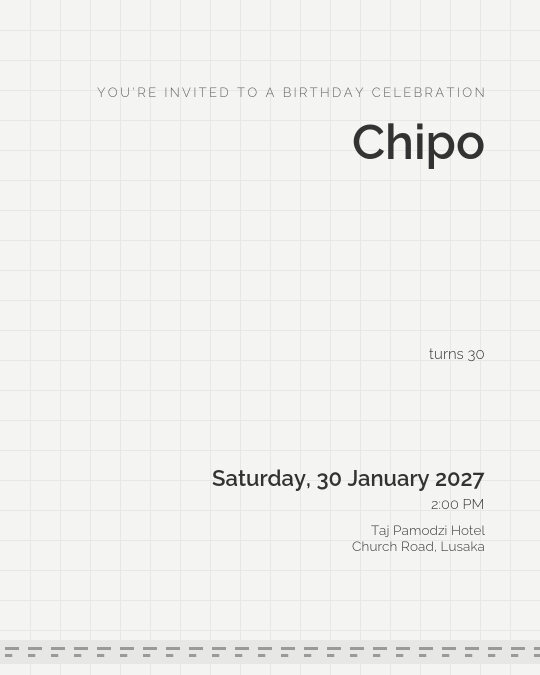 Minimal Milestone invitation design preview
