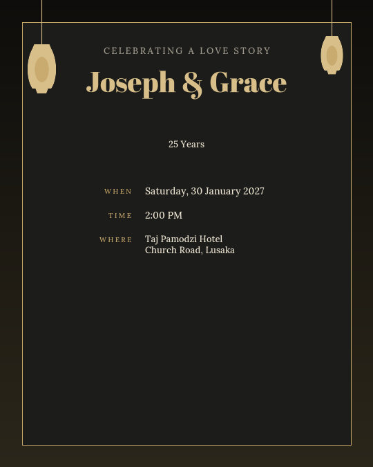 Ruby Years invitation design preview