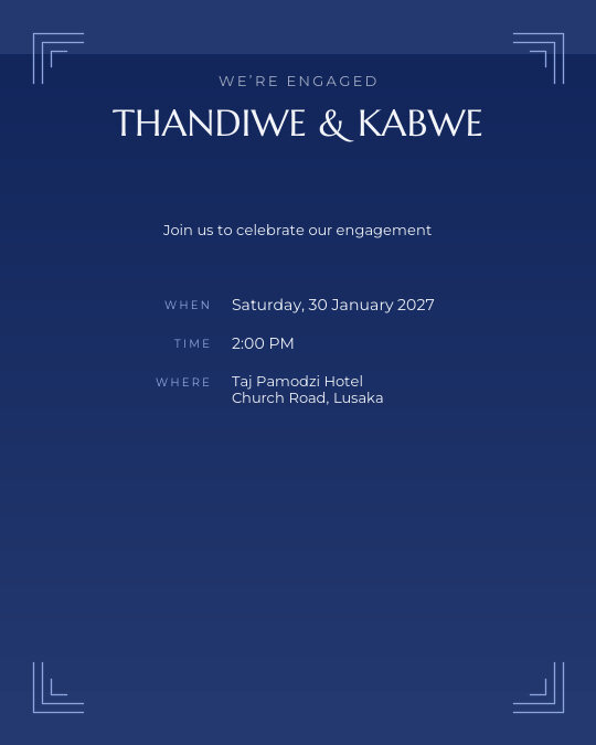Sapphire Vow invitation design preview