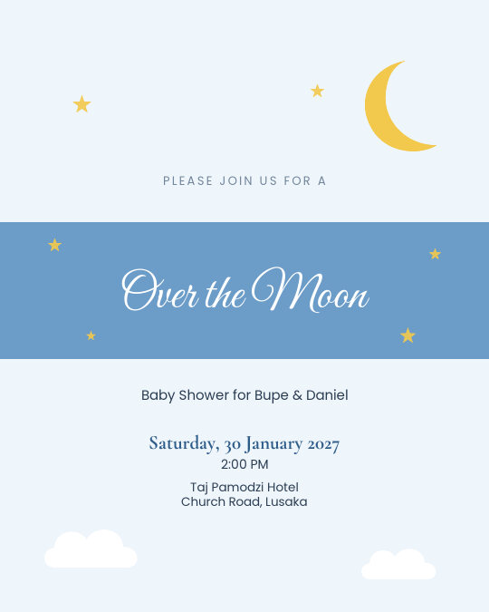 Over the Moon invitation design preview