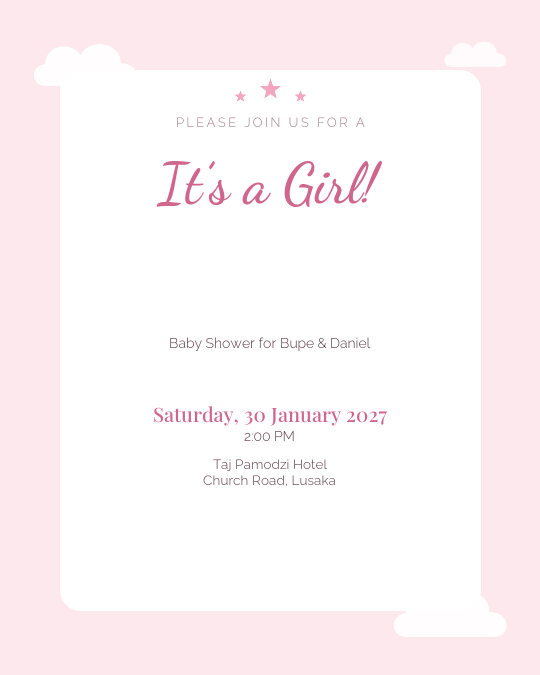 Cloud Nine Pink invitation design preview