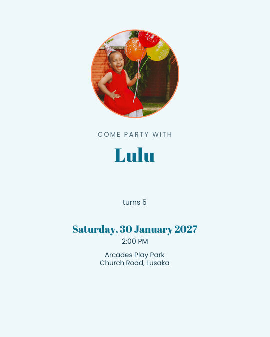Turning Two Portrait invitation design preview
