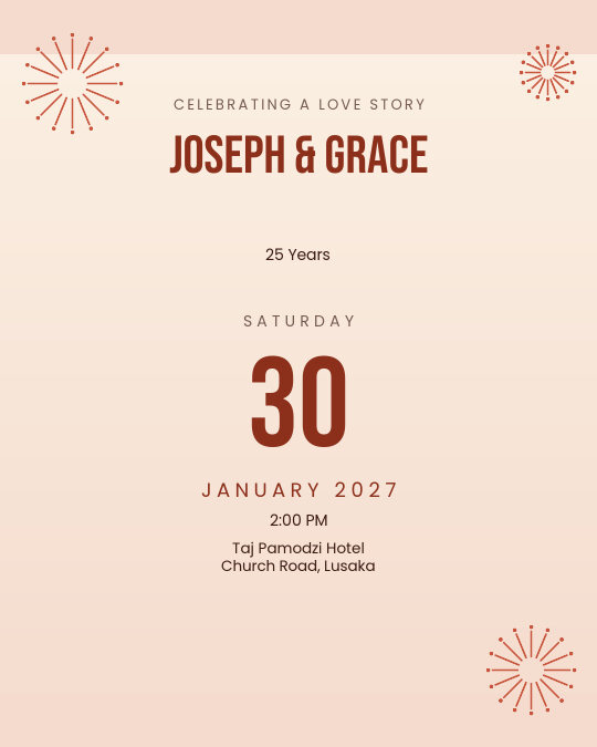 Twenty-Five Toast invitation design preview