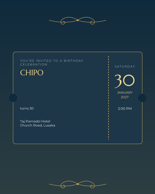 Twenty-One Gold invitation design preview